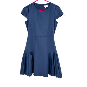 Maison Jules size XS blue short‎ sleeve mini dress pleated hidden rear zip